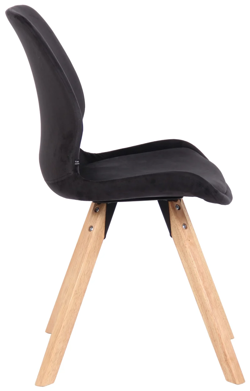 Chaise de salle à manger x1 design scandinave en velours noir et pieds en bois carrés clair 10_0002307