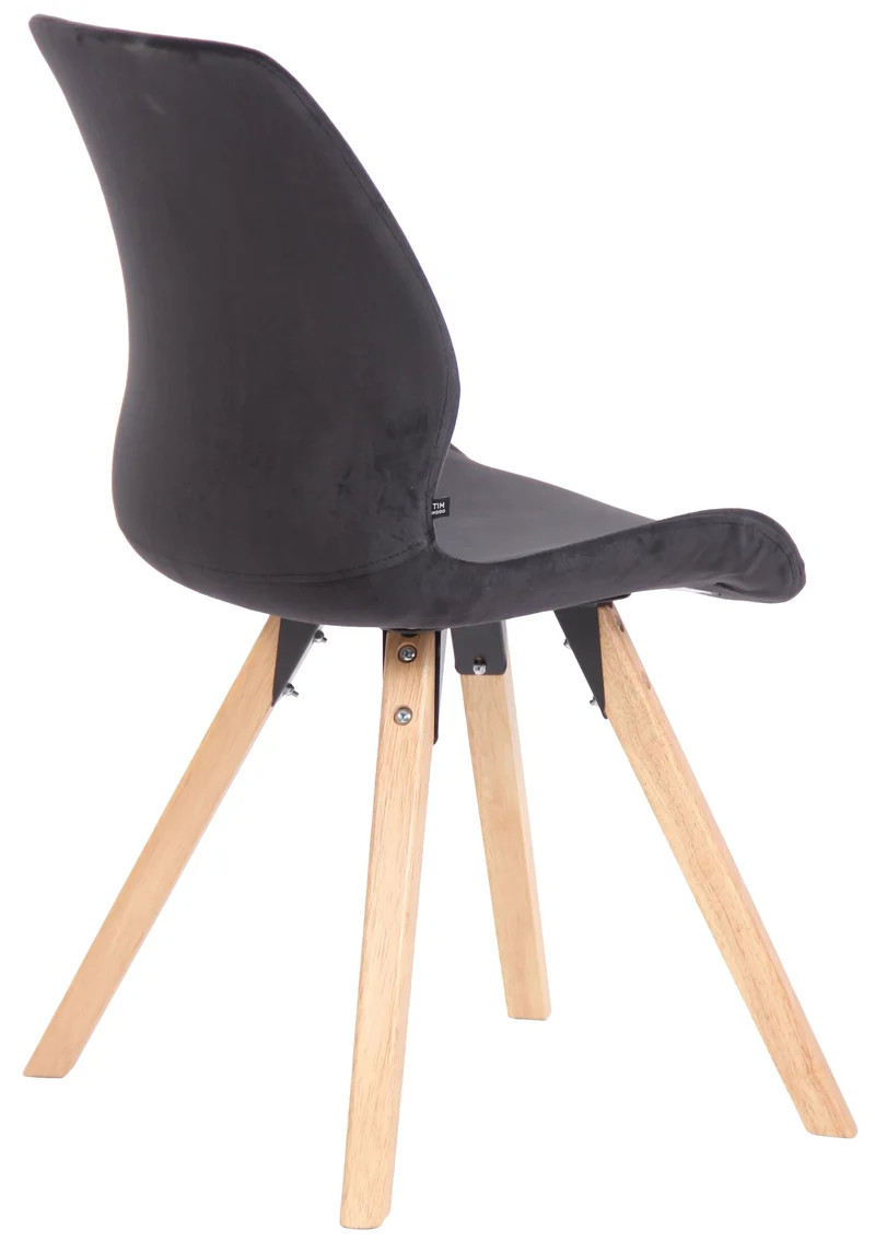 Chaise de salle à manger x1 design scandinave en velours noir et pieds en bois carrés clair 10_0002307