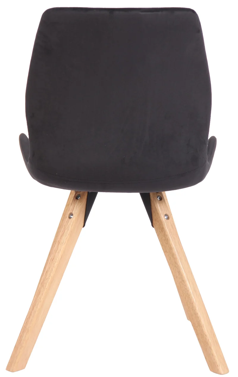 Chaise de salle à manger x1 design scandinave en velours noir et pieds en bois carrés clair 10_0002307