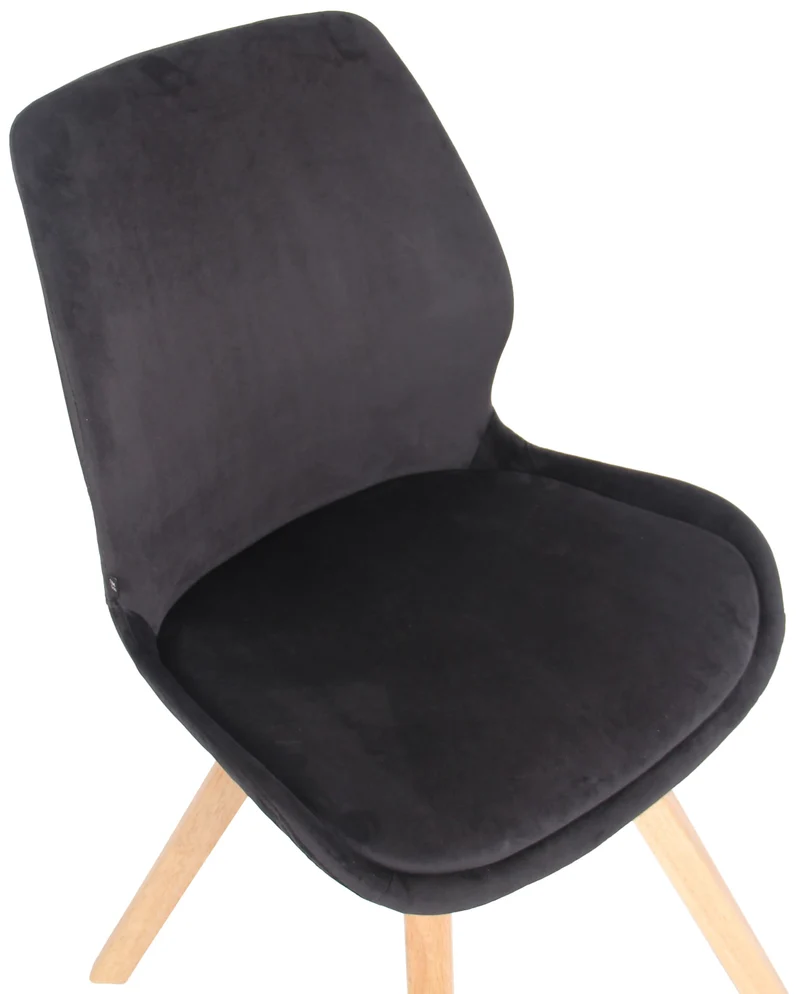 Chaise de salle à manger x1 design scandinave en velours noir et pieds en bois carrés clair 10_0002307