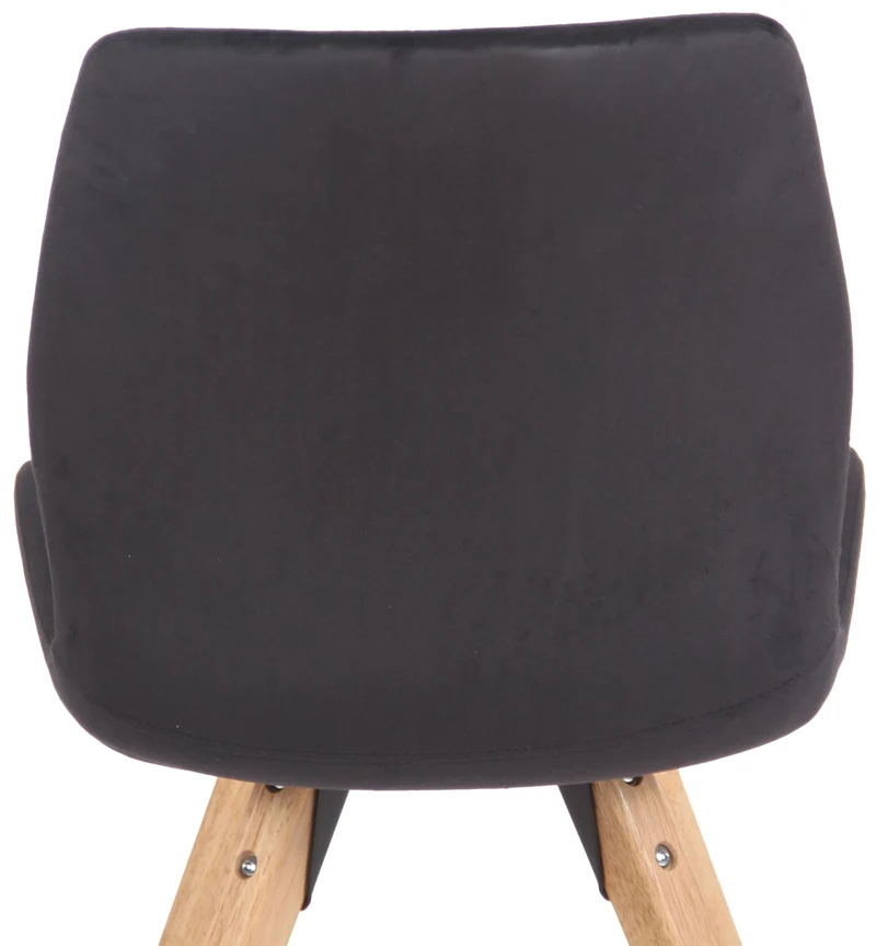 Chaise de salle à manger x1 design scandinave en velours noir et pieds en bois carrés clair 10_0002307