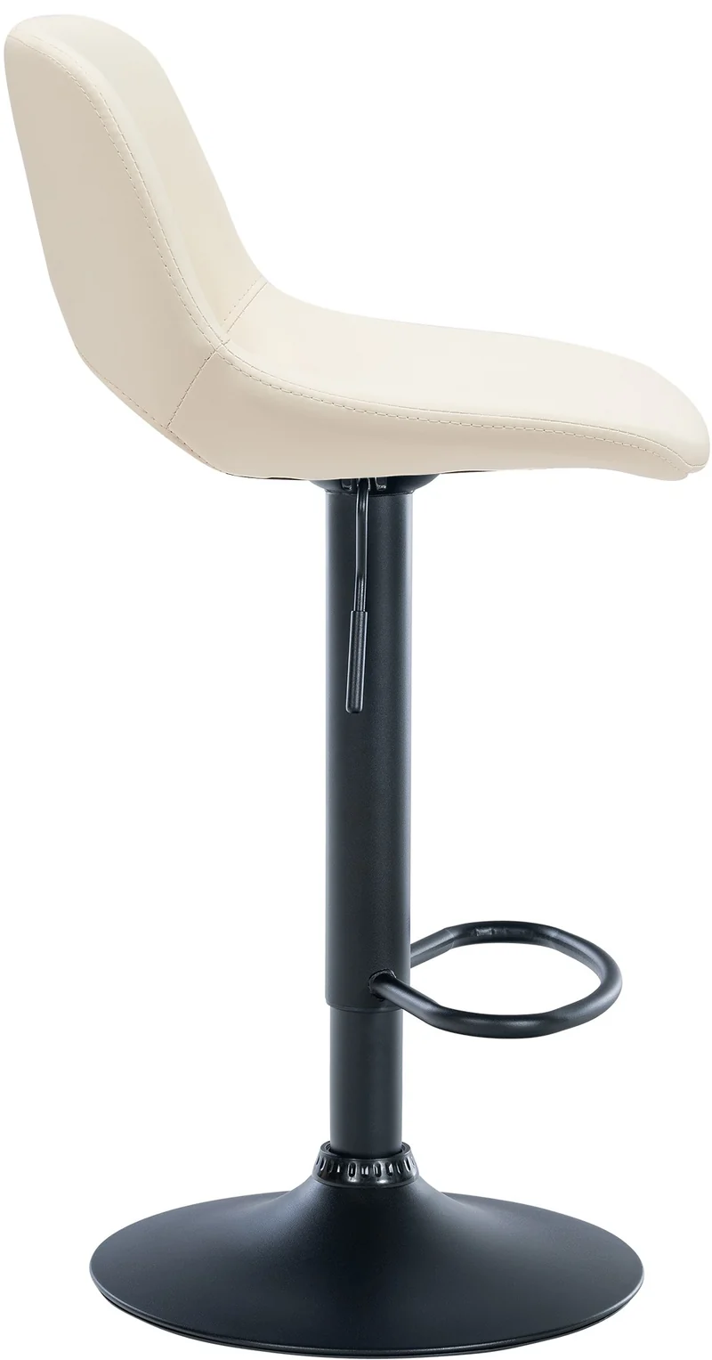 Tabouret de bar chaise haute x1 avec repose-pieds en PVC crème piètement métallique noir 10_0004585