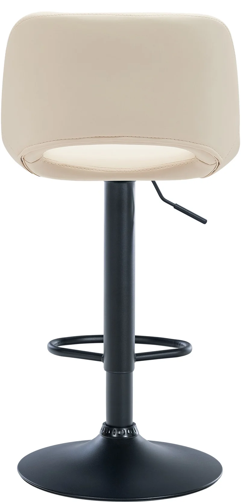 Tabouret de bar chaise haute x1 avec repose-pieds en PVC crème piètement métallique noir 10_0004585
