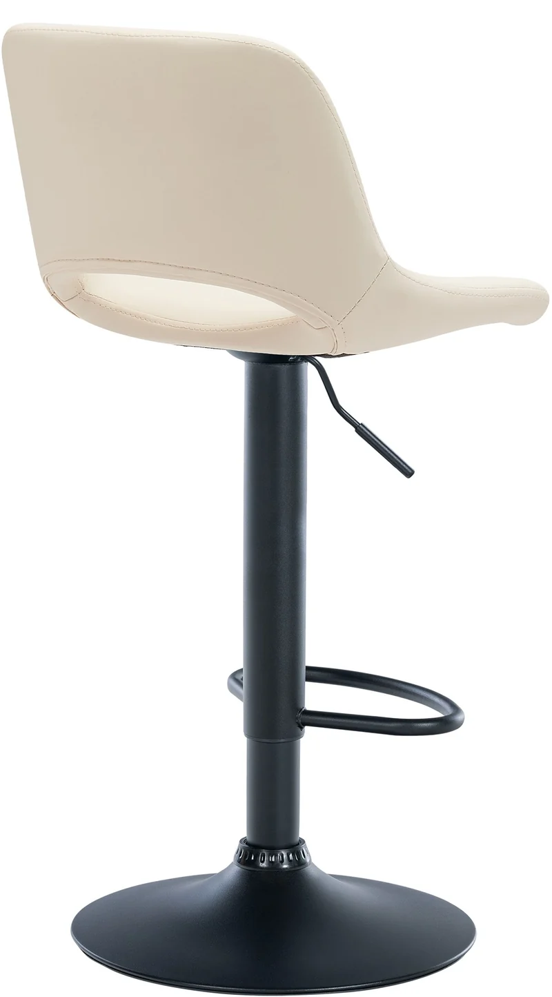 Tabouret de bar chaise haute x1 avec repose-pieds en PVC crème piètement métallique noir 10_0004585