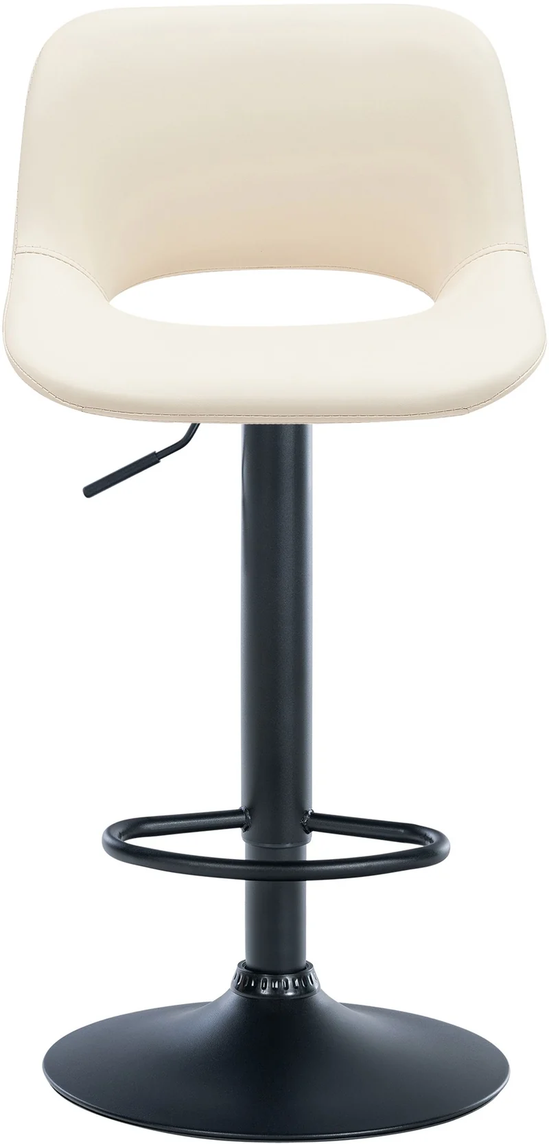 Tabouret de bar chaise haute x1 avec repose-pieds en PVC crème piètement métallique noir 10_0004585