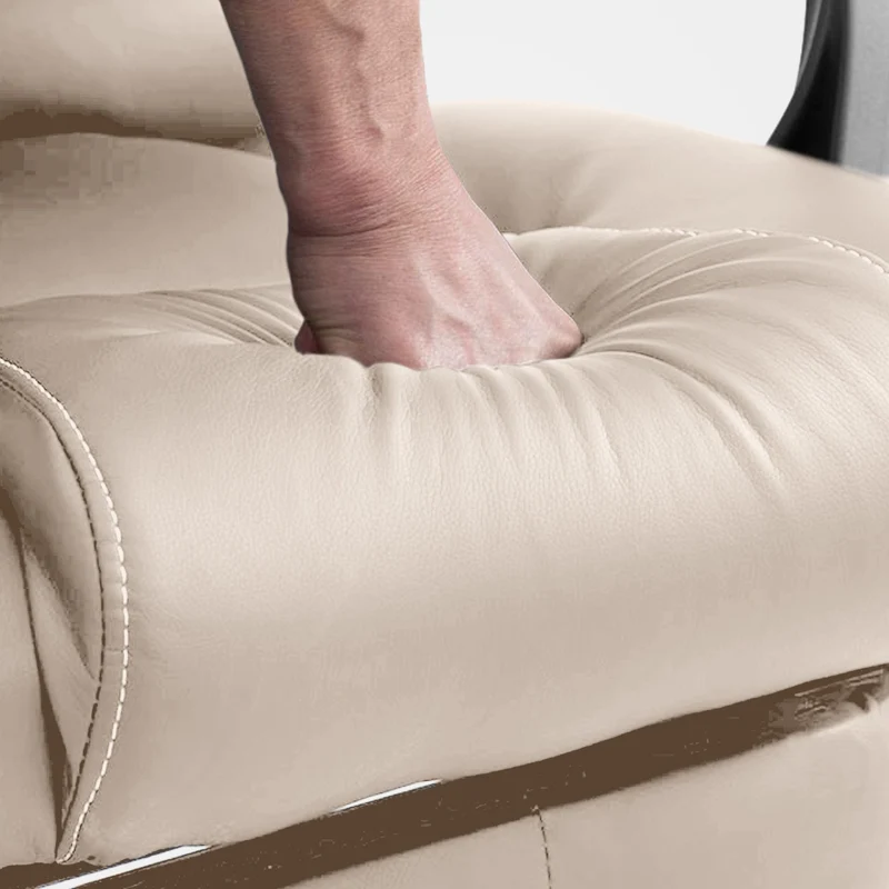 Fauteuil de bureau avec fonction massage repose-pieds dossier inclinable en PVC crème 10_0002583