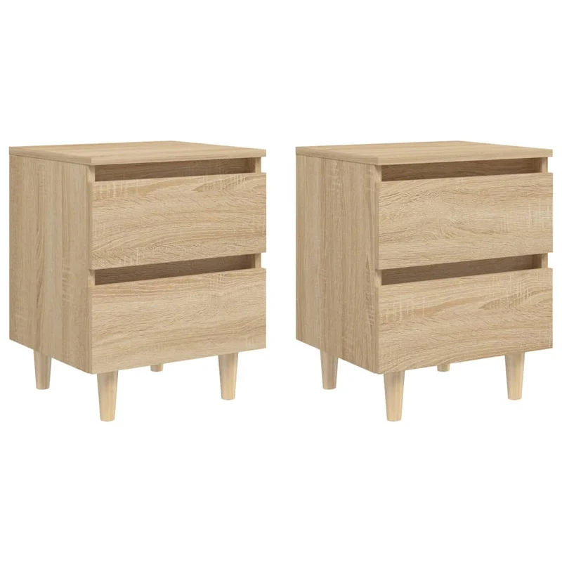 Lot de 2 tables de chevet avec deux tiroirs 40 x 35 x 50 cm en bois d'ingénierie couleur chêne DEC036200