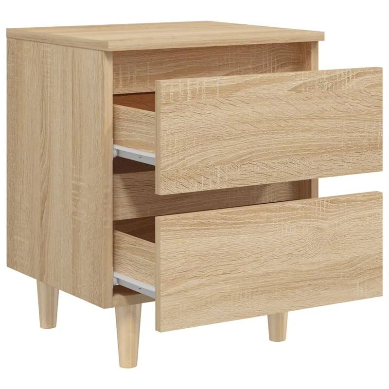 Lot de 2 tables de chevet avec deux tiroirs 40 x 35 x 50 cm en bois d'ingénierie couleur chêne DEC036200