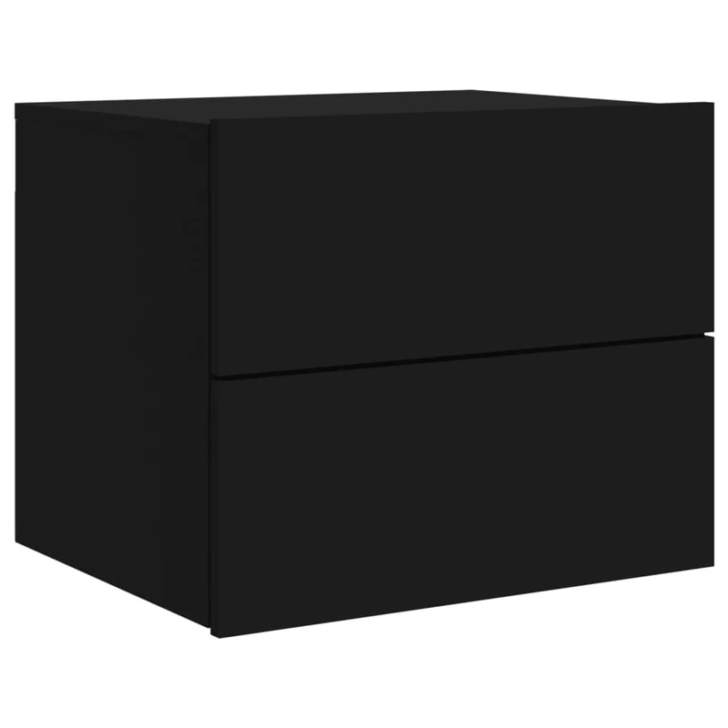 Lot de 2 tables de chevet murales avec tiroirs et lumières LED en bois d'ingénierie noir DEC036161