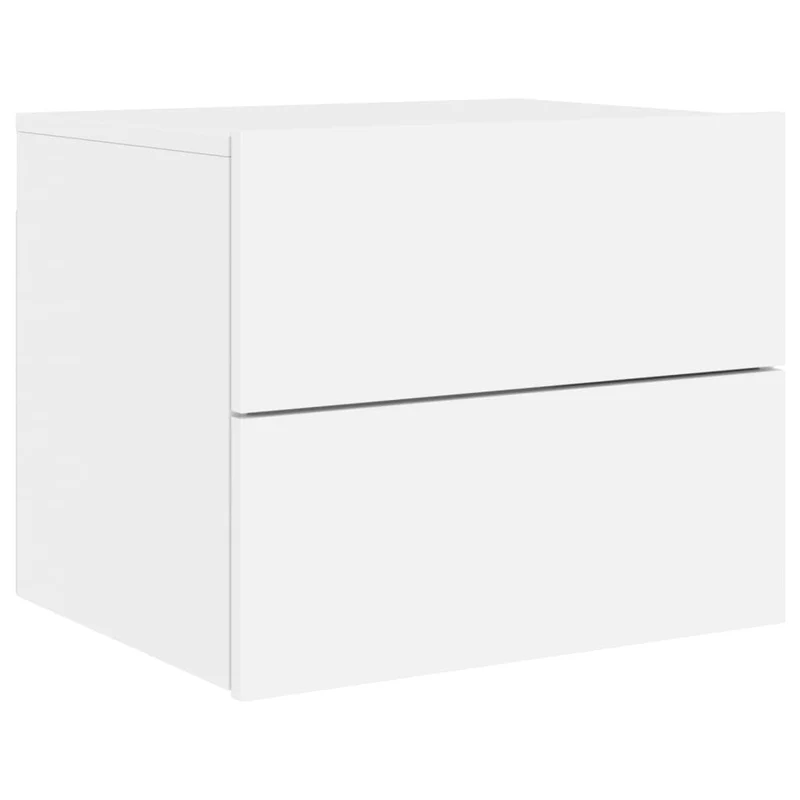 Lot de 2 tables de chevet murales avec lumières LED deux tiroirs bois d'ingénierie blanc DEC036121