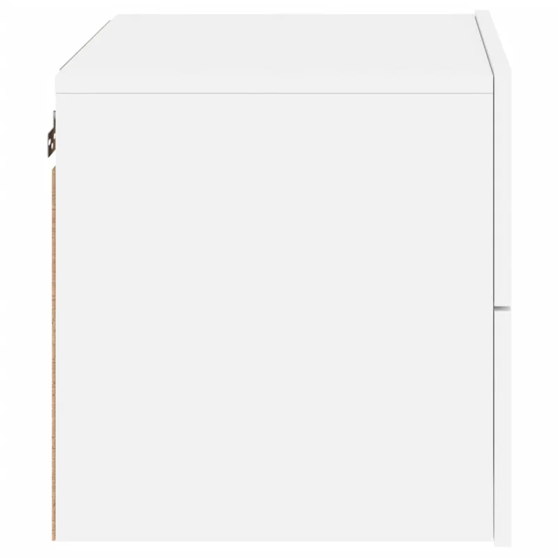 Lot de 2 tables de chevet murales avec lumières LED deux tiroirs bois d'ingénierie blanc DEC036121