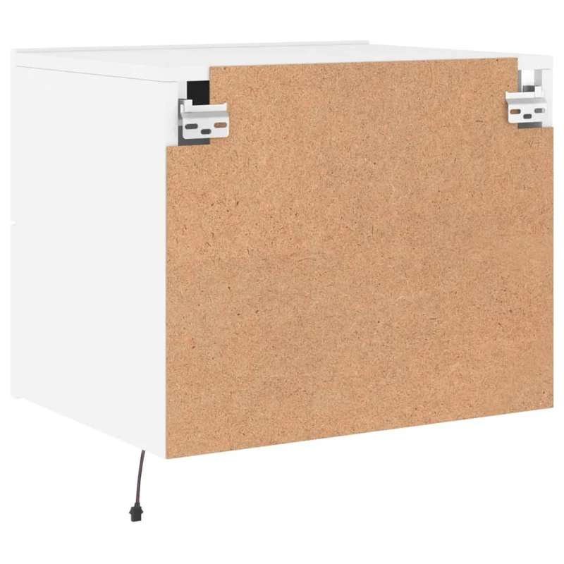 Lot de 2 tables de chevet murales avec lumières LED deux tiroirs bois d'ingénierie blanc DEC036121