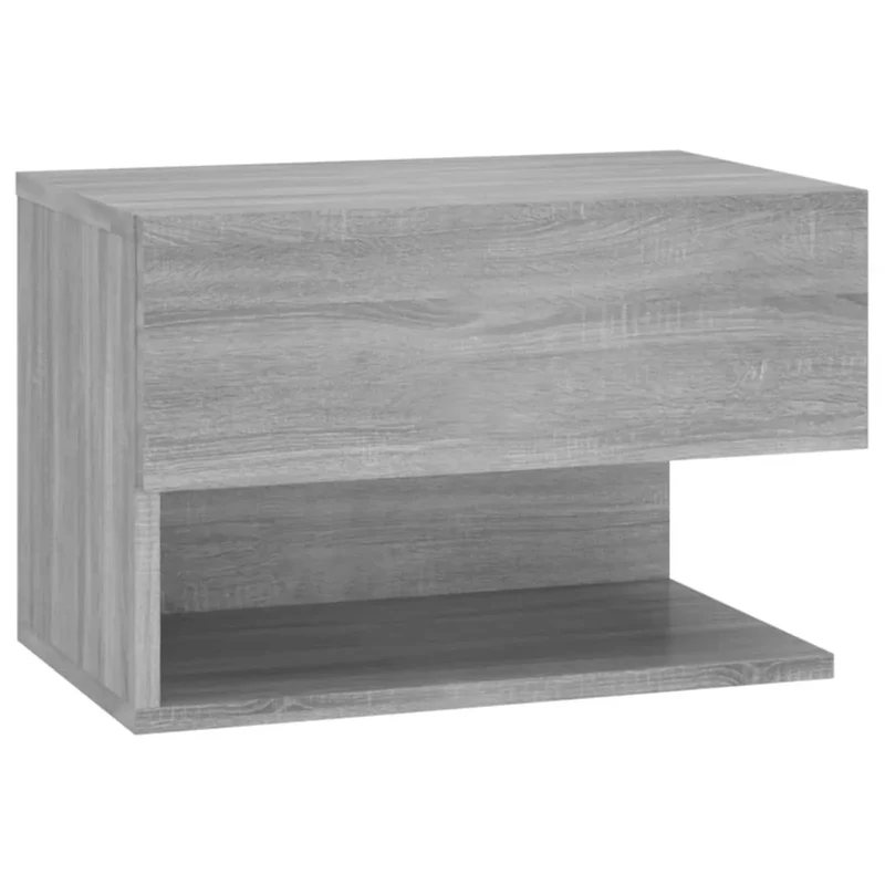 Lot de 2 tables de chevet murales avec tiroir et étagère 46 x 29,5 x 30 cm bois d'ingénierie gris DEC036106