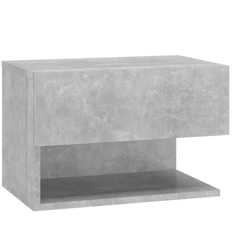 Lot de 2 tables de chevet murales avec tiroir et étagère en bois d'ingénierie gris DEC036079