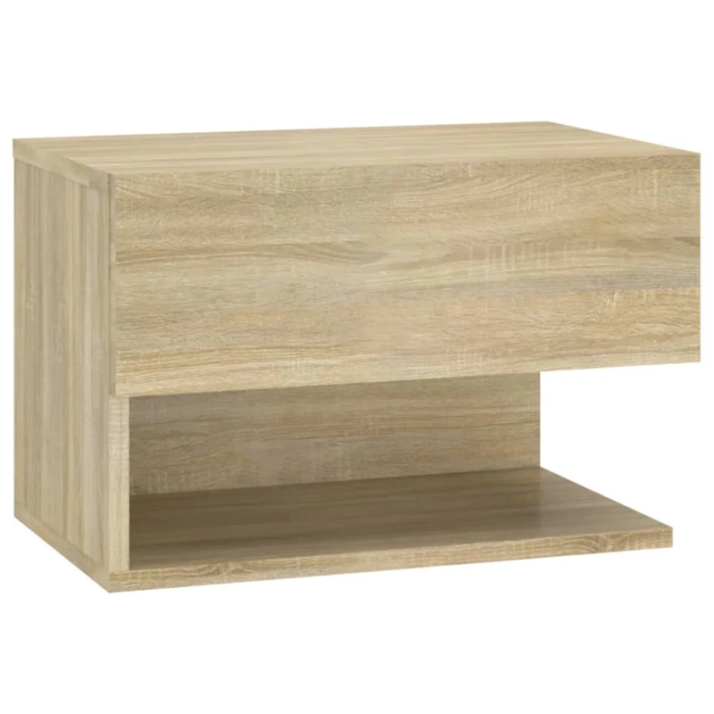 Lot de 2 tables de chevet murales avec tiroir et étagère en bois d'ingénierie couleur chêne DEC036067