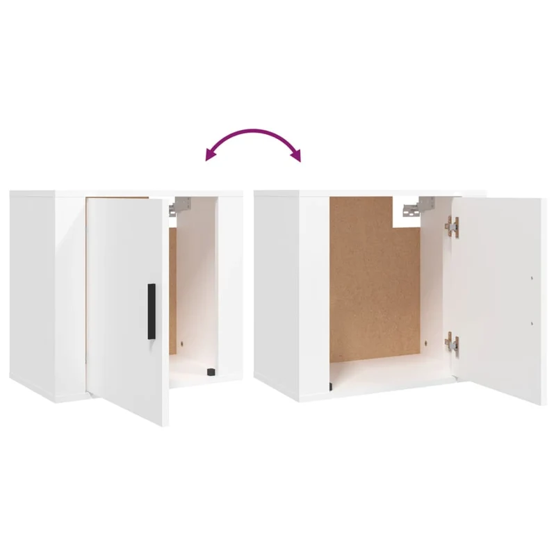 Lot de 2 tables de chevet murales avec compartiment avec porte 50 x 30 x 47 cm bois d'ingénierie blanc DEC036024
