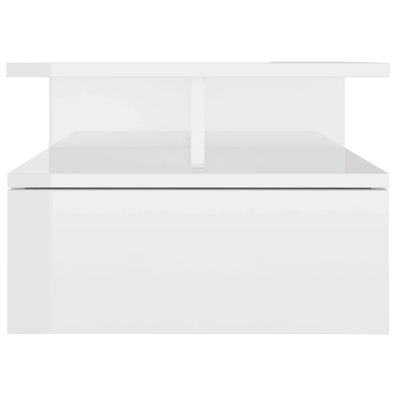 Lot de 2 tables de chevet murale 40 x 31 x 27 cm avec tiroir et étagère en bois ingénierie blanc DEC036003