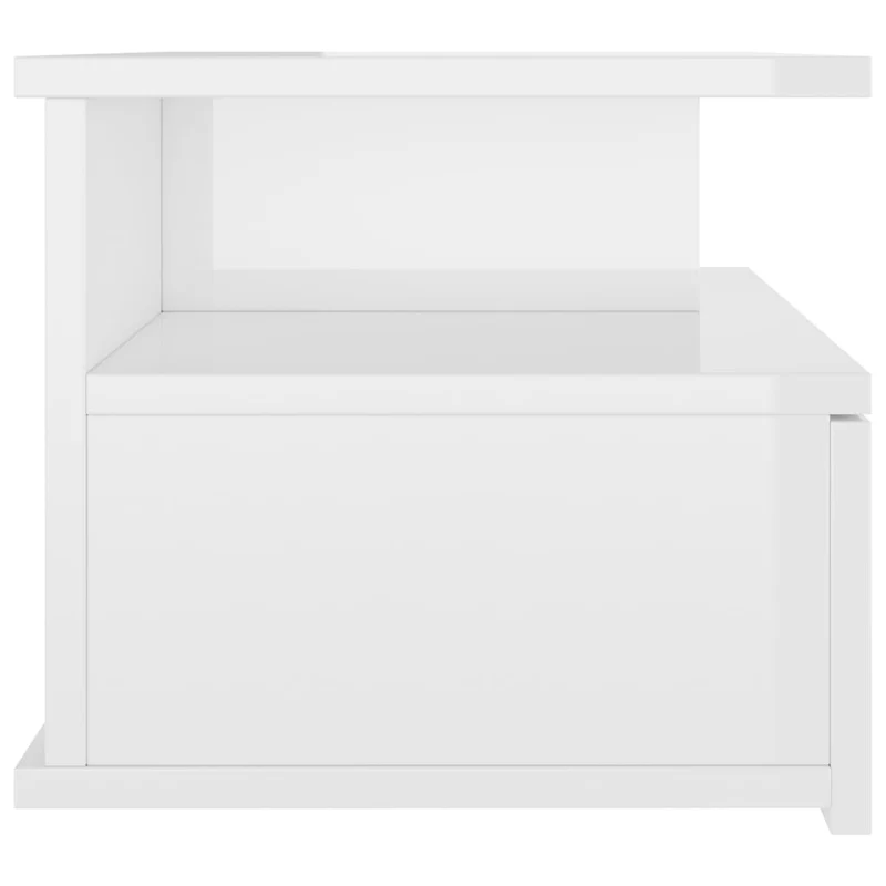 Lot de 2 tables de chevet murale 40 x 31 x 27 cm avec tiroir et étagère en bois ingénierie blanc DEC036003