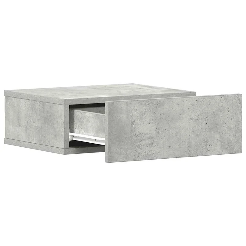 Lot de 2 tables de chevet murale avec tiroir 40 x 30 x 15 cm en bois d'ingénierie gris DEC035997