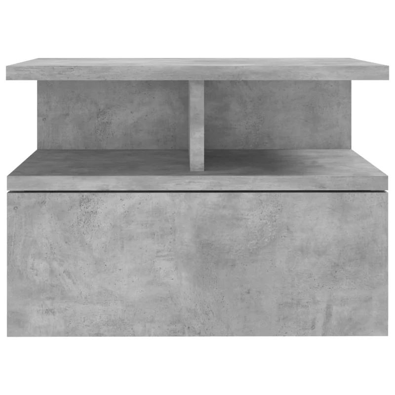 Lot de 2 tables de chevet murale 40 x 31 x 27 cm avec tiroir et étagère en bois d'ingénierie gris DEC035996