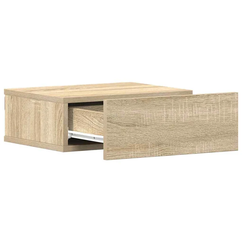 Lot de 2 tables de chevet murale avec tiroir 40 x 30 x 15 cm bois ingénierie couleur chêne DEC035994