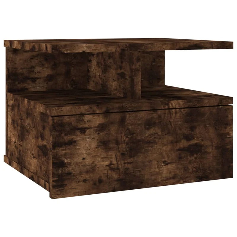 Lot de 2 tables de chevet murale 40 x 31 x 27 cm avec tiroir et étagère en bois d’ingénierie marron DEC035991