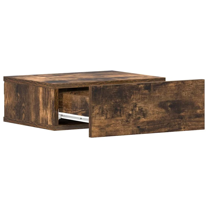Lot de 2 tables de chevet murale avec tiroir 40 x 30 x 15 cm bois d'ingénierie marron DEC035990
