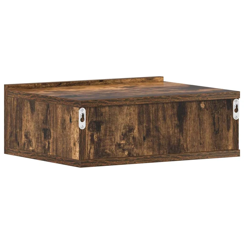 Lot de 2 tables de chevet murale avec tiroir 40 x 30 x 15 cm bois d'ingénierie marron DEC035990