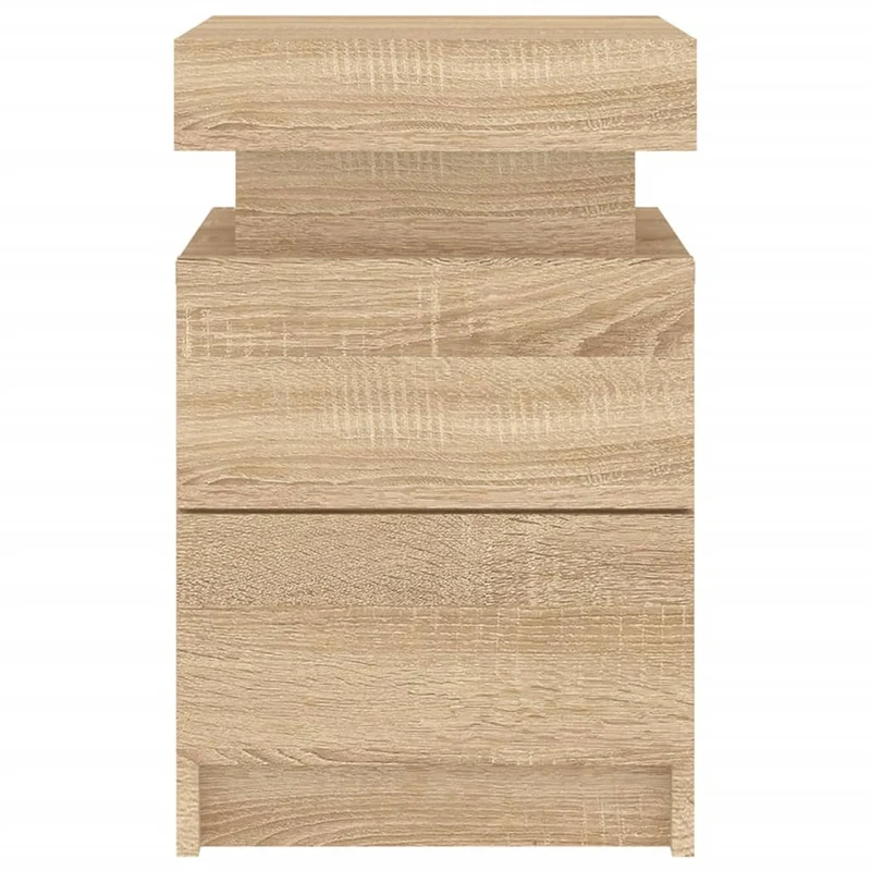 Lot de 2 tables de chevet lumières LED avec deux tiroirs 35 x 39 x 55 cm bois d'ingénierie couleur chêne DEC035968