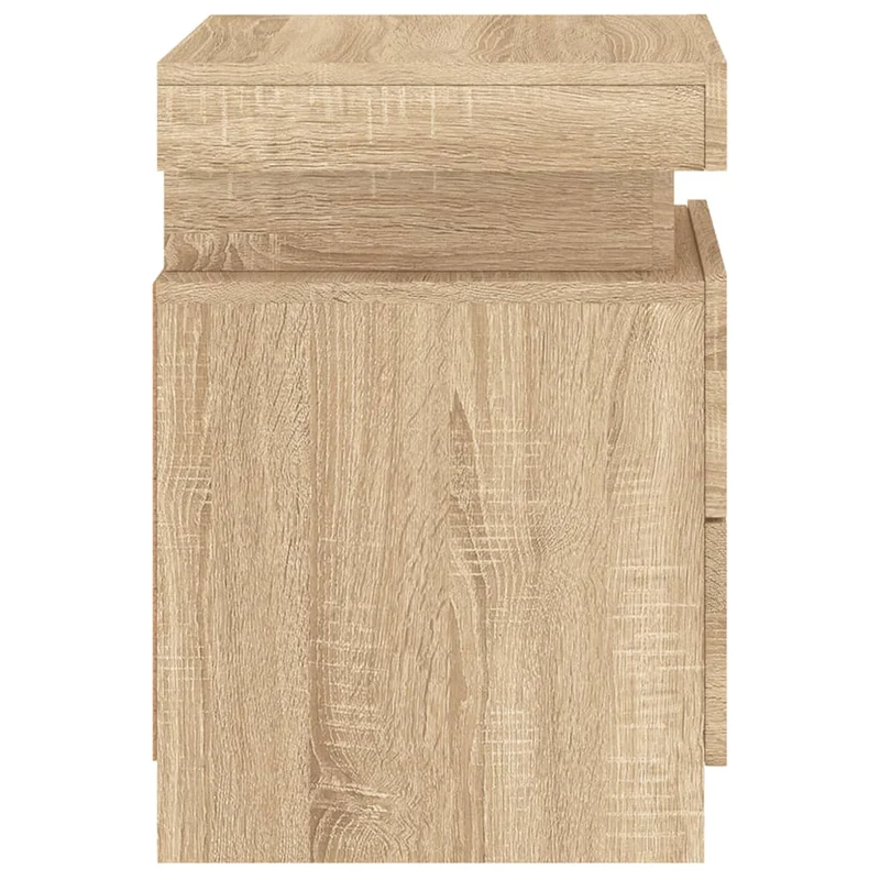 Lot de 2 tables de chevet lumières LED avec deux tiroirs 35 x 39 x 55 cm bois d'ingénierie couleur chêne DEC035968