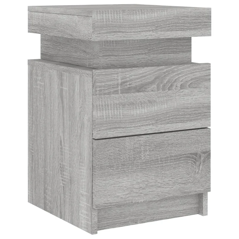 Lot de 2 tables de chevet avec lumières LED et tiroirs 35 x 39 x 55cm bois d'ingénierie gris DEC035942