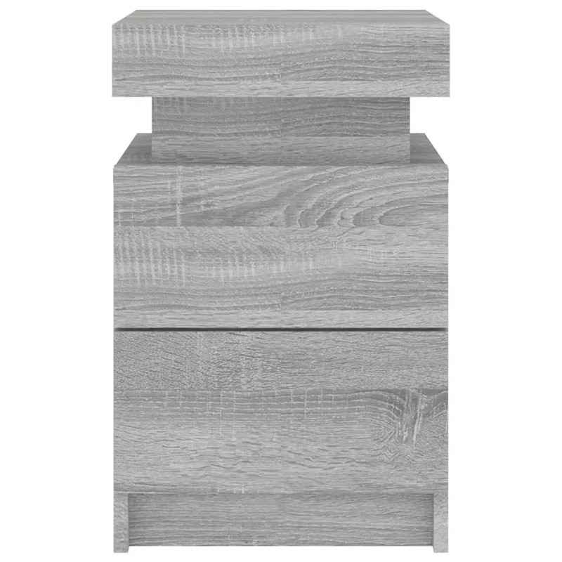 Lot de 2 tables de chevet avec lumières LED et tiroirs 35 x 39 x 55cm bois d'ingénierie gris DEC035942