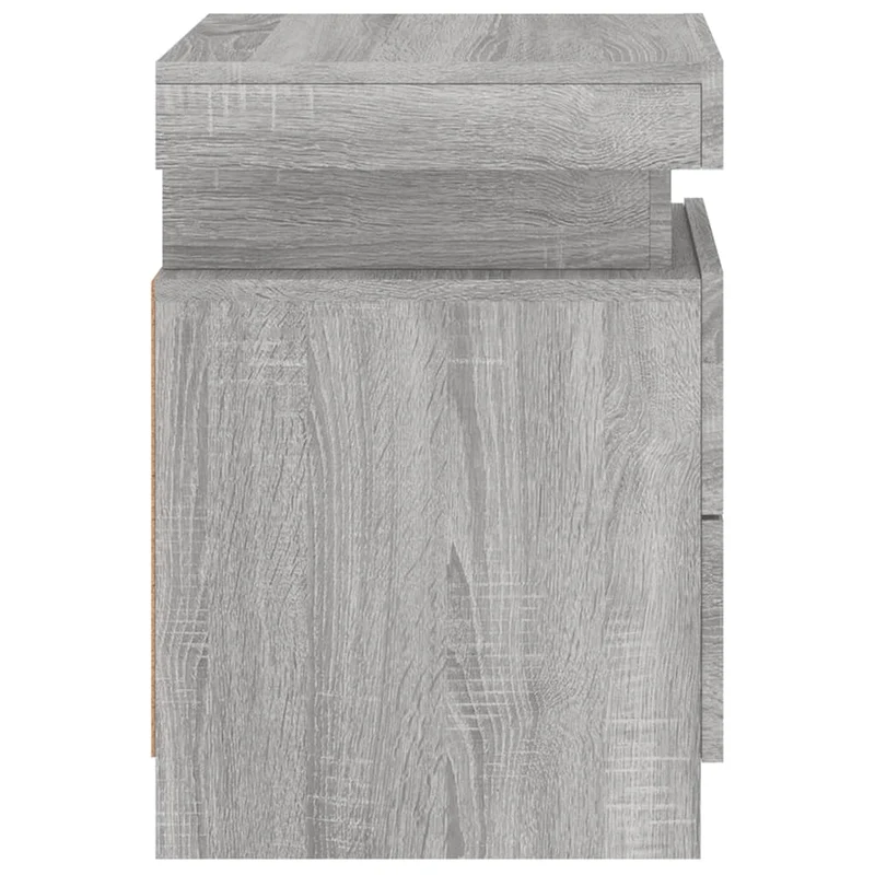 Lot de 2 tables de chevet avec lumières LED et tiroirs 35 x 39 x 55cm bois d'ingénierie gris DEC035942