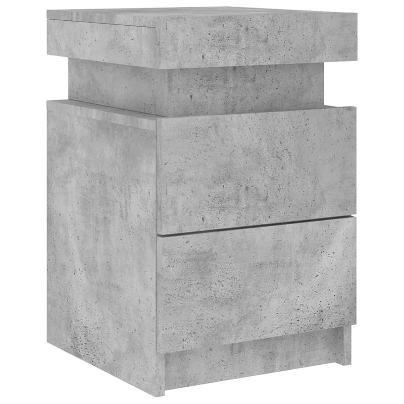 Lot de 2 tables de chevet avec lumières LED et tiroirs 35 x 39 x 55 cm bois d'ingénierie gris DEC035936