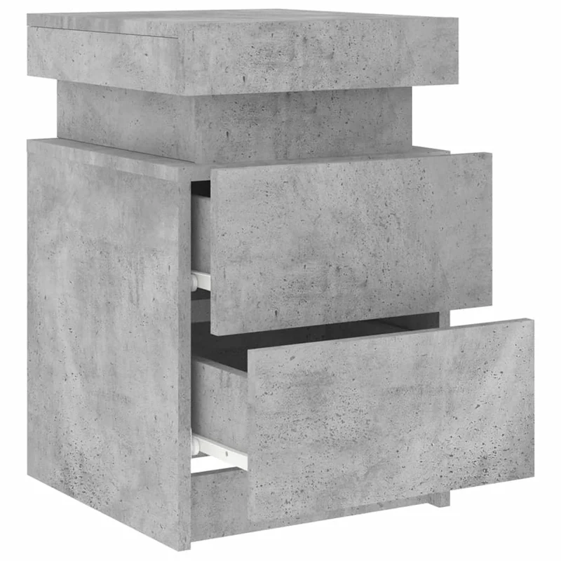 Lot de 2 tables de chevet avec lumières LED et tiroirs 35 x 39 x 55 cm bois d'ingénierie gris DEC035936