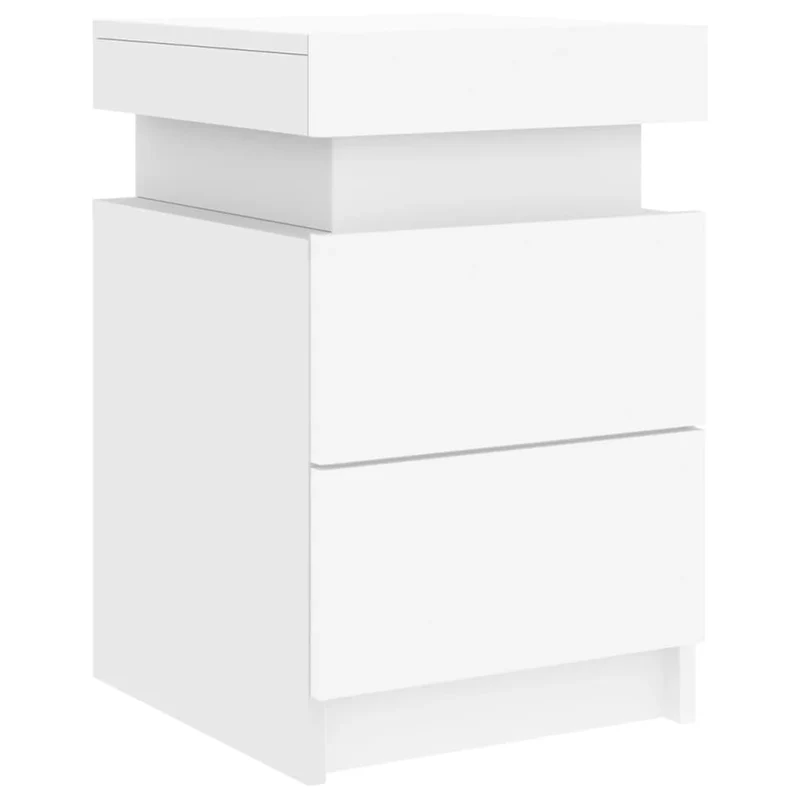 Lot de 2 tables de chevet avec lumières LED et tiroirs 35 x 39 x 55 cm bois d'ingénierie blanc DEC035931