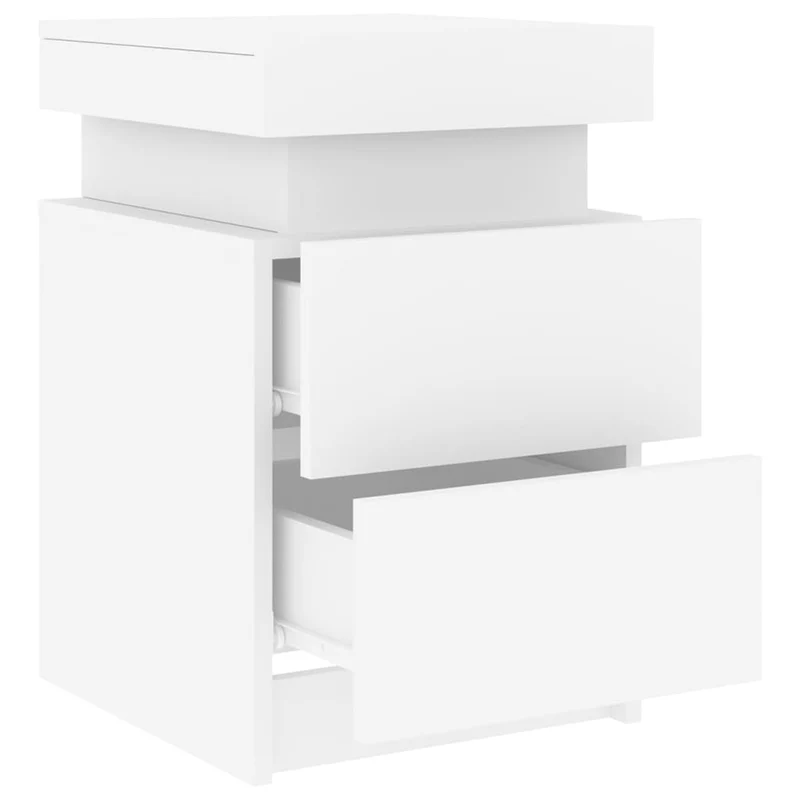 Lot de 2 tables de chevet avec lumières LED et tiroirs 35 x 39 x 55 cm bois d'ingénierie blanc DEC035931