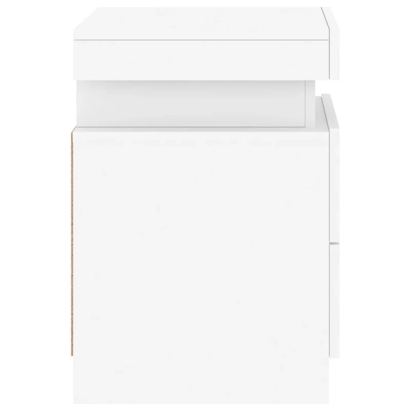 Lot de 2 tables de chevet avec lumières LED et tiroirs 35 x 39 x 55 cm bois d'ingénierie blanc DEC035931