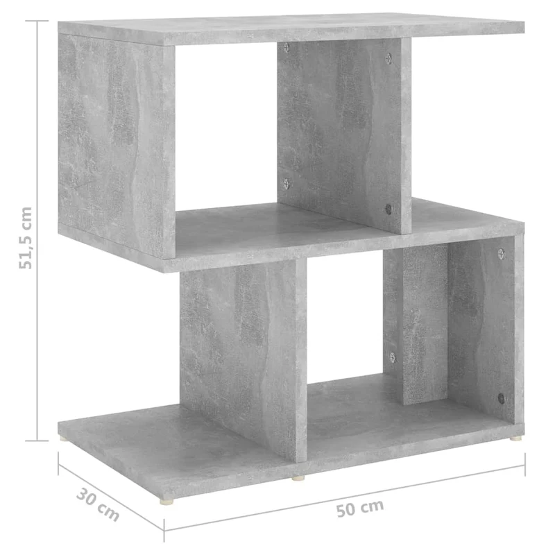 Lot de 2 tables de chevet avec étagères 50 x 30 x 51,5cm bois d'ingénierie gris DEC035913