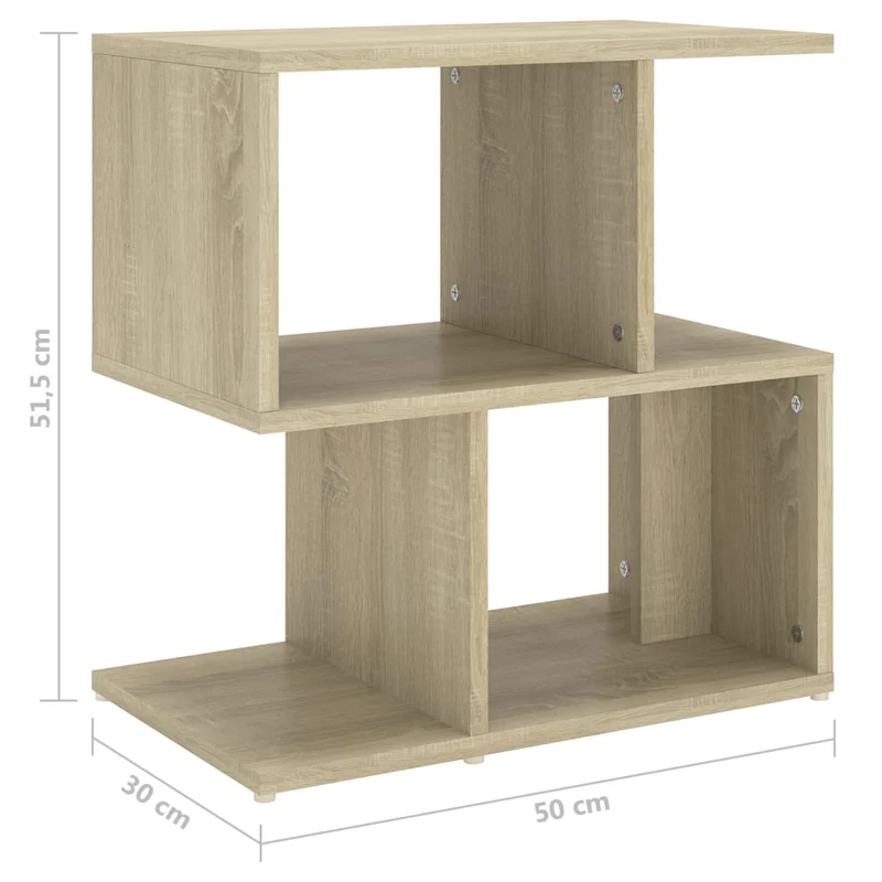 Lot de 2 tables de chevet avec étagères 50 x 30 x 51,5cm bois ingénierie couleur chêne DEC035894