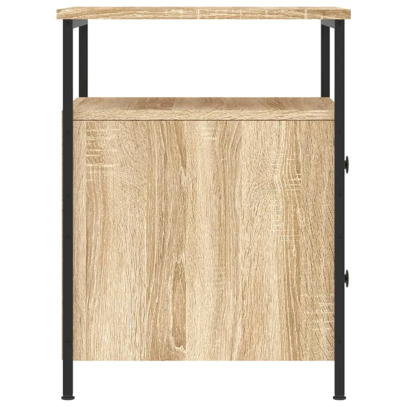 Lot de 2 tables de chevet avec tiroirs et étagère 44 x 45 x 60cm bois d'ingénierie couleur chêne et fer DEC035893