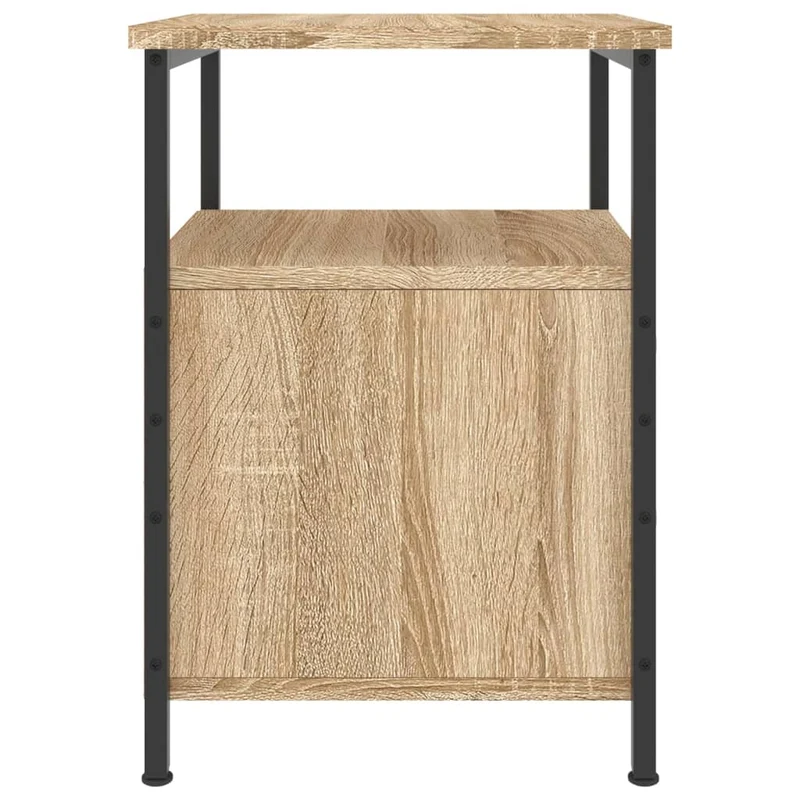 Lot de 2 tables de chevet avec tiroirs et étagère 34 x 35,5 x 50cm bois ingénierie couleur chêne et fer DEC035870