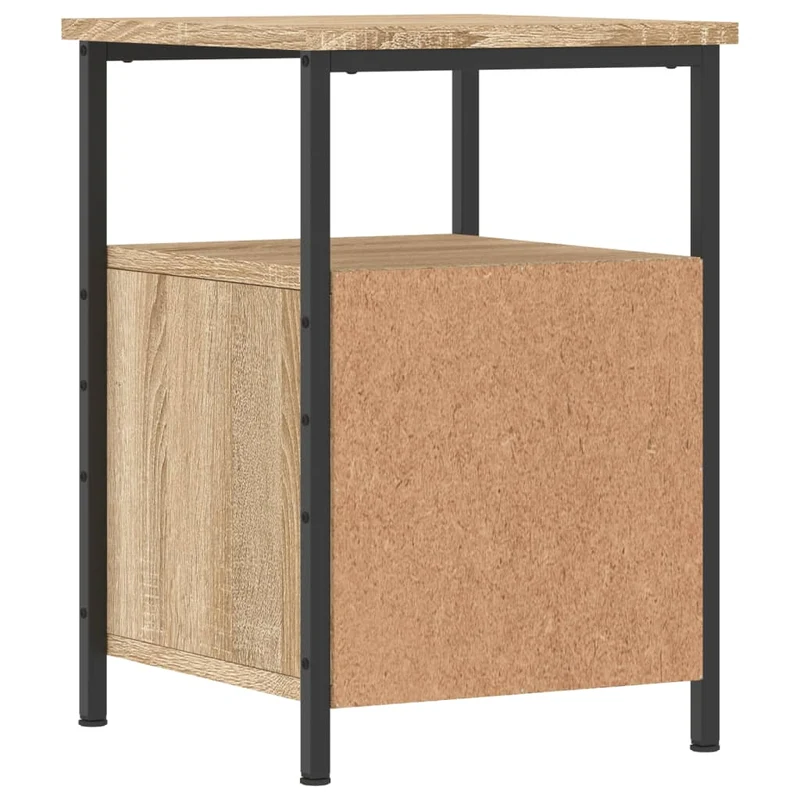 Lot de 2 tables de chevet avec tiroirs et étagère 34 x 35,5 x 50cm bois ingénierie couleur chêne et fer DEC035870