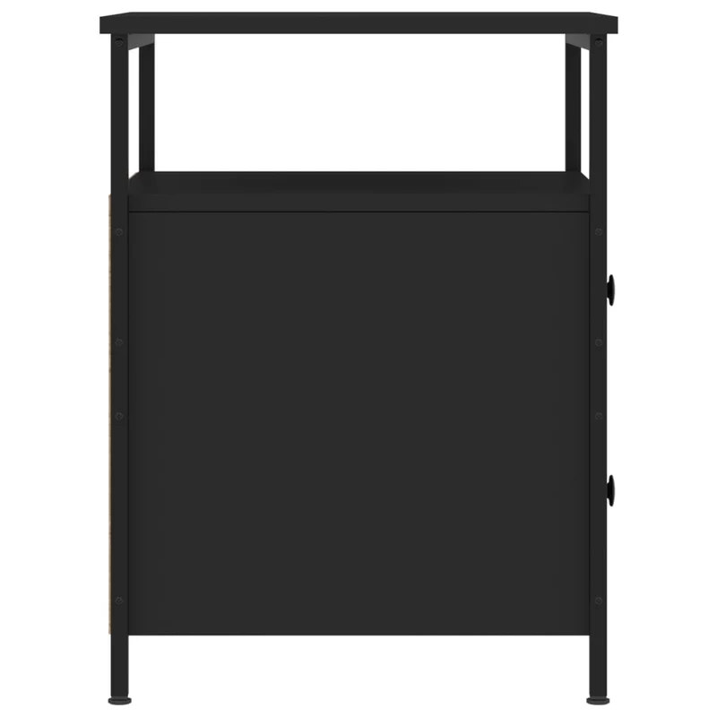 Lot de 2 tables de chevet avec tiroirs et étagère 44 x 45 x 60 cm bois d’ingénierie et fer noir DEC035600