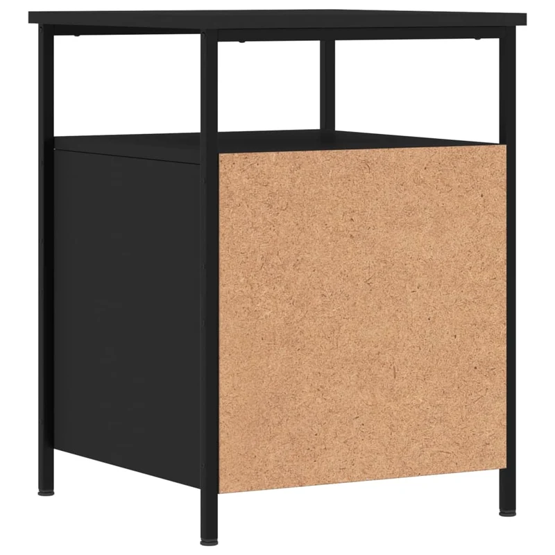 Lot de 2 tables de chevet avec tiroirs et étagère 44 x 45 x 60 cm bois d’ingénierie et fer noir DEC035600