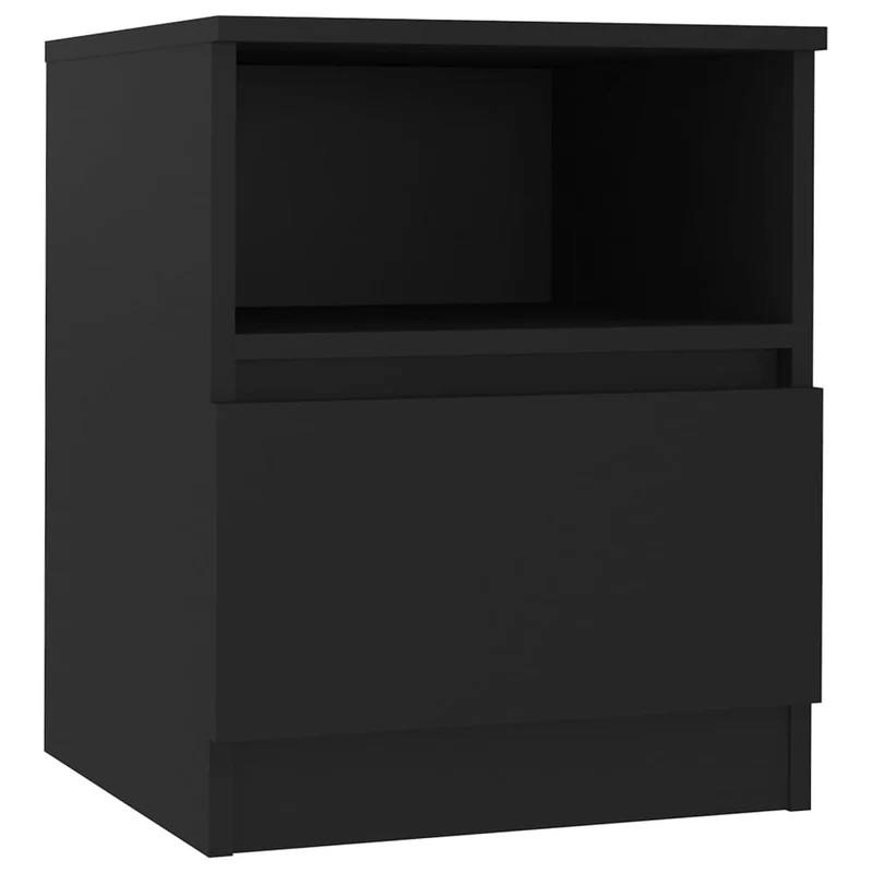 Lot de 2 tables de chevet avec tiroir et compartiment ouvert 40 x 40 x 50 cm aggloméré noir DEC035572
