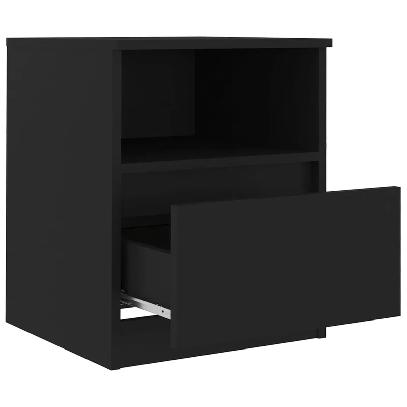 Lot de 2 tables de chevet avec tiroir et compartiment ouvert 40 x 40 x 50 cm aggloméré noir DEC035572