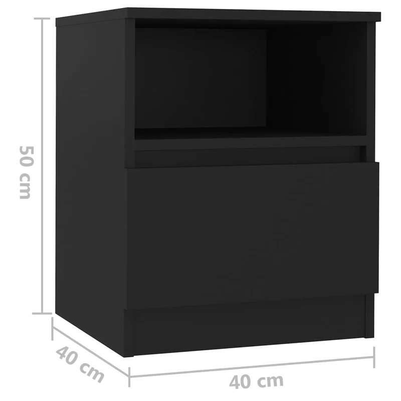 Lot de 2 tables de chevet avec tiroir et compartiment ouvert 40 x 40 x 50 cm aggloméré noir DEC035572
