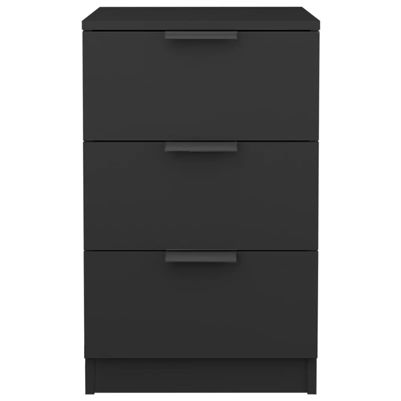 Lot de 2 tables de chevet avec 3 tiroirs 40 x 36 x 65 cm bois d'ingénierie noir DEC035570