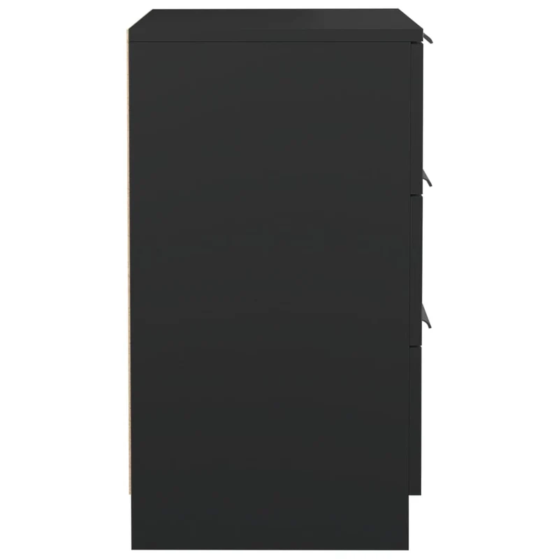 Lot de 2 tables de chevet avec 3 tiroirs 40 x 36 x 65 cm bois d'ingénierie noir DEC035570